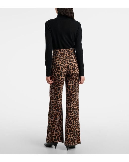 Veronica Beard Brown Leopard-Print High-Rise Wide-Leg Pants