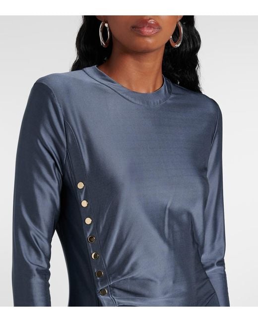 Rabanne Blue Gathered Jersey Minidress