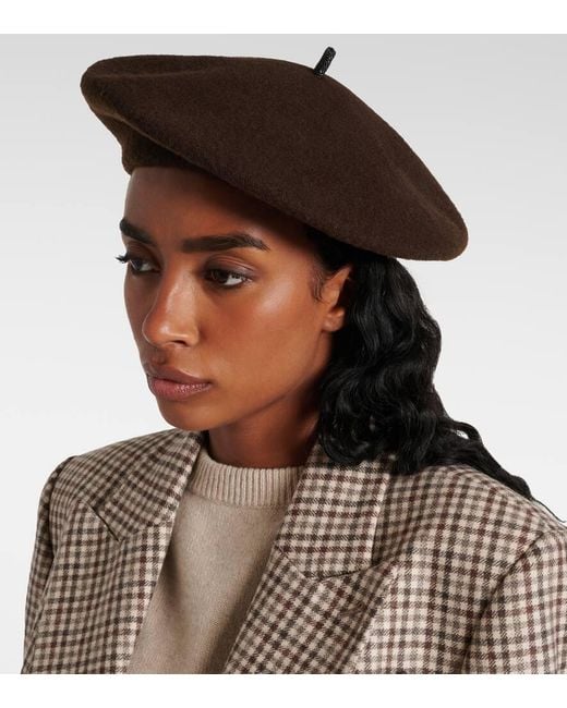 Brunello Cucinelli Brown Wool Beret