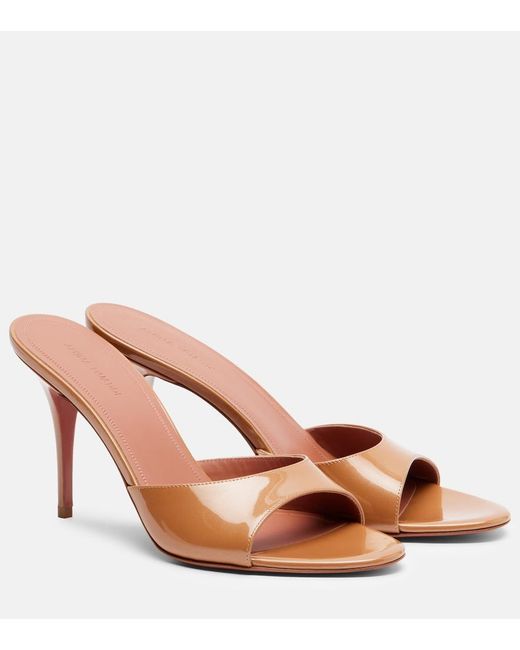 AMINA MUADDI Pink Elodie 90 Patent Leather Mules
