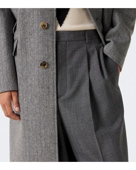 Valentino Gray Herringbone Wide-Leg Pants for men