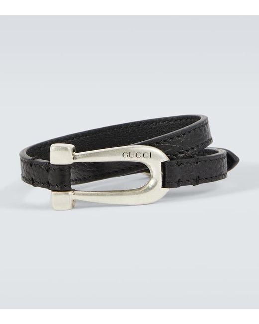 Gucci Armband aus Leder und Sterlingsilber in Black für Herren