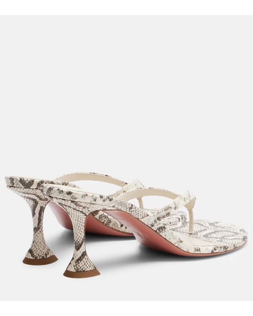 AMINA MUADDI Natural Juliette Snake-Print Leather Thong Sandals