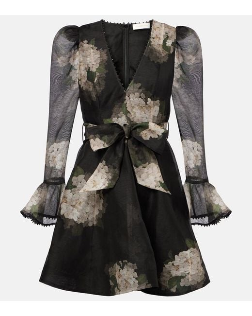 Vestido Corto Balance De Lino Y Seda Zimmermann de color Black