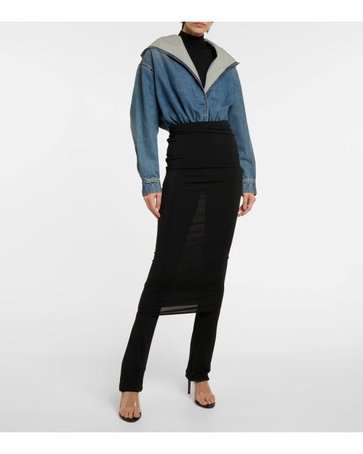 Alaïa Black High-rise Jersey Midi Skirt