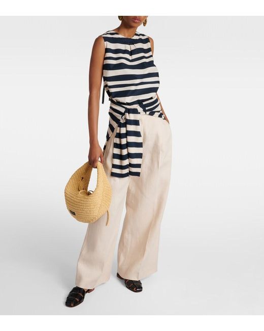 Max Mara Blue Haway Striped Cotton Top
