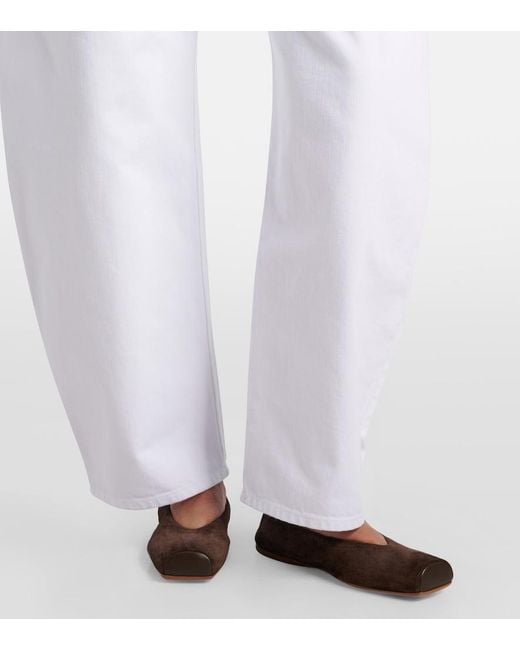 Alaïa White Mid-Rise Barrel-Leg Jeans