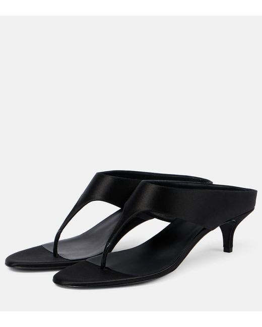 Magda Butrym Black 45 Satin And Leather Thong Sandals
