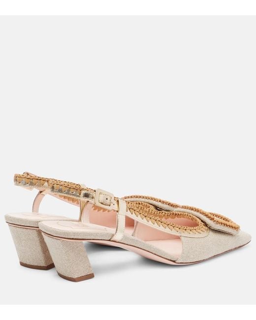 Roger Vivier Natural Belle Vivier Embellished Slingback Pumps