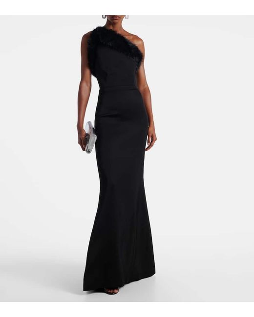 David Koma Black One-Shoulder Bustier Gown