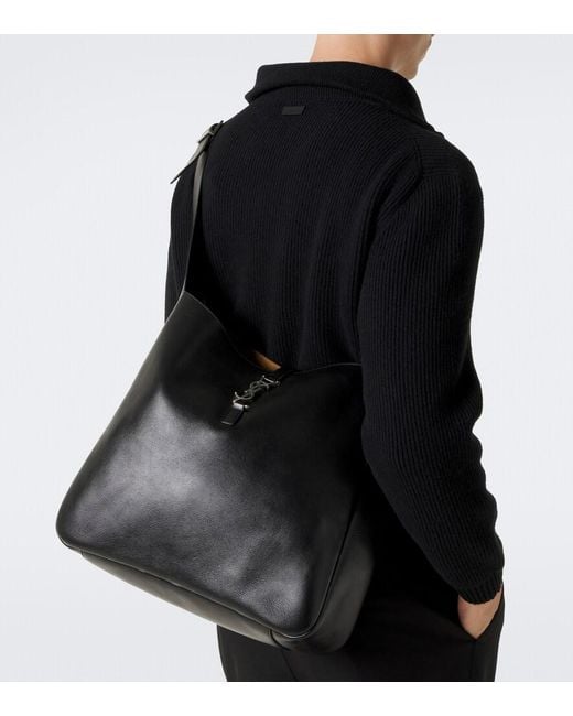 Saint Laurent Black Le 5 A 7 Maxi Leather Shoulder Bag for men