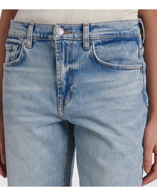 7 For All Mankind Blue Tess Mid-Rise Straight Jeans