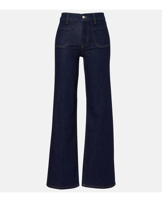 FRAME Blue Le Slim Palazzo Wide-Leg Jeans