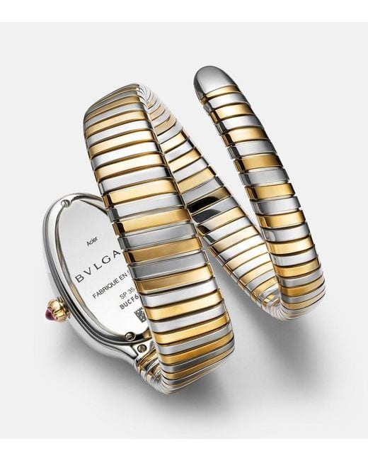 BVLGARI Metallic Serpenti Tubogas Embellished 18Kt And Stainless Steel Watch