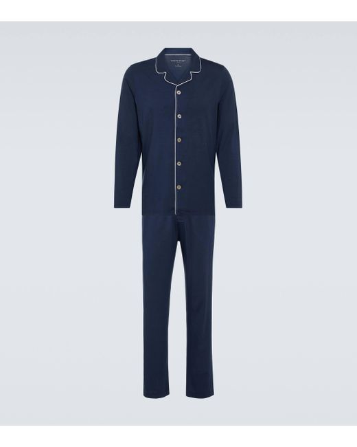 Derek Rose Blue Jersey Pajamas for men