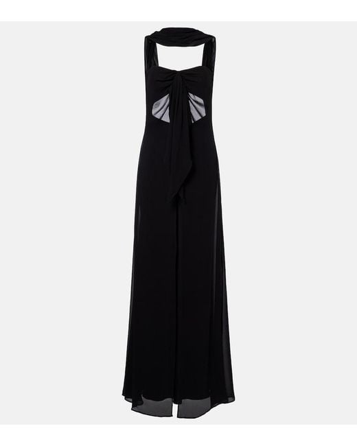 Christopher Esber Black Reverse Draped Silk Gown