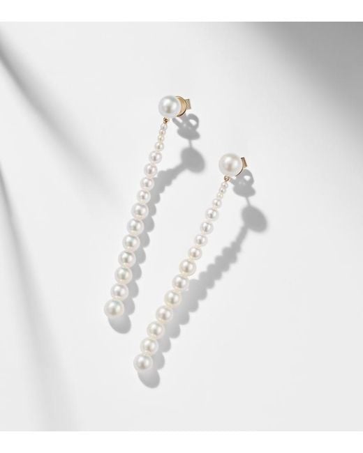 Sophie Bille Brahe White Piazza 18Kt Drop Earrings With Freshwater Pearls