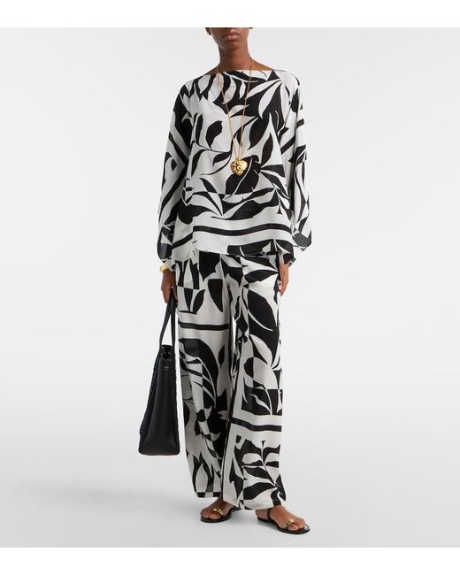 Max Mara Black Ambuto Printed Silk Blouse