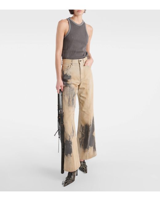 Acne Natural Tie-dye High-rise Flared Jeans