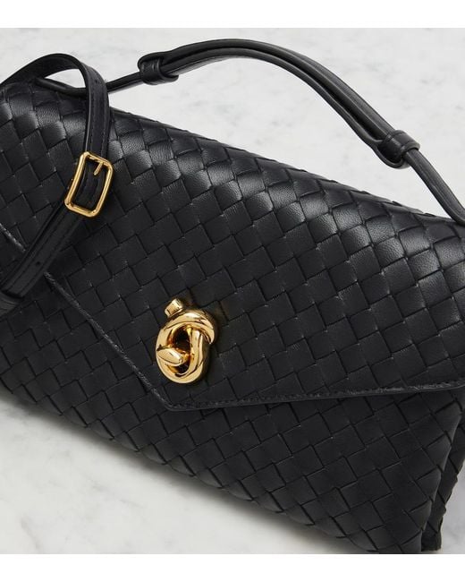 Bottega Veneta Black Knot Lock Intrecciato Leather Tote Bag