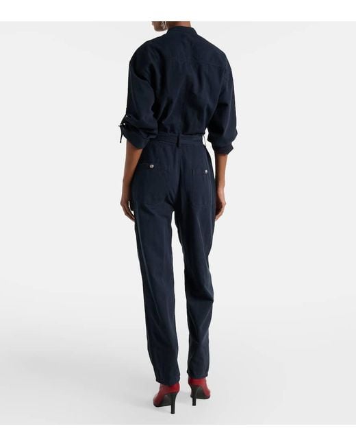Isabel Marant Blue Nessime Cotton And Linen Jumpsuit