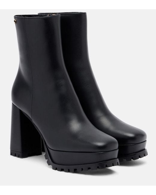 Gianvito Rossi Black Leather Platform Ankle Boots