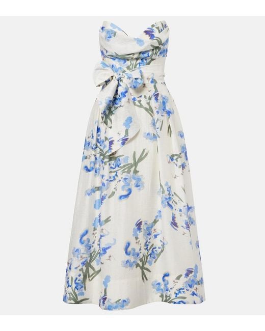 Rebecca Vallance Bluebell Draped Floral Midi Dress