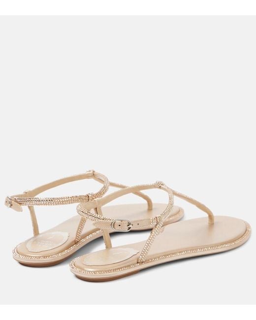 Rene Caovilla Natural Diana Satin And Leather Thong Sandals