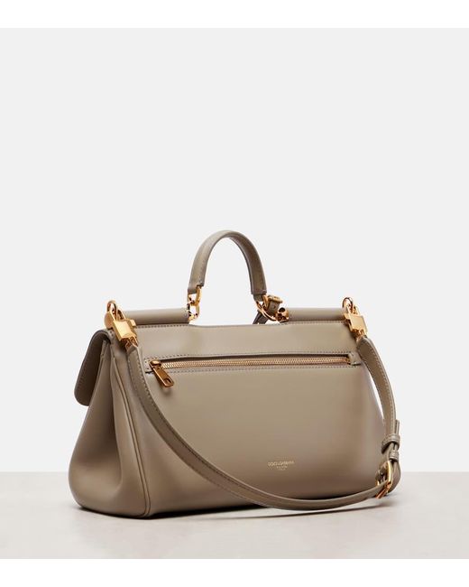 Dolce & Gabbana Natural Sicily Small Leather Tote Bag