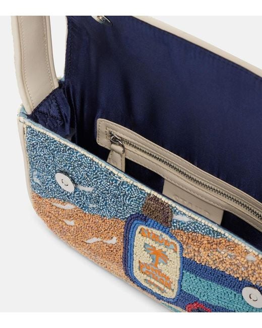 Staud Blue Tommy Beaded Shoulder Bag