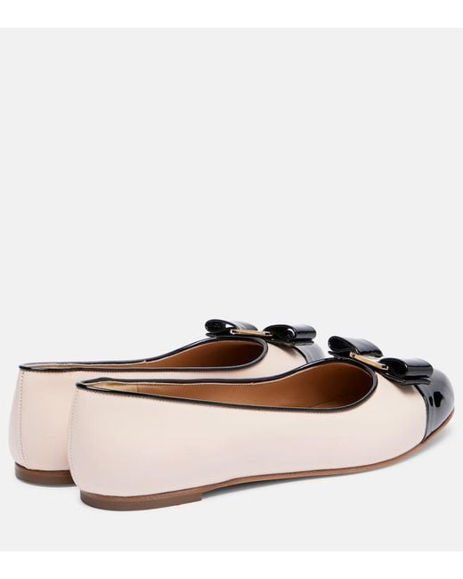 Ferragamo White Varina Leather Ballet Flat