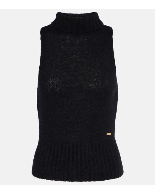 Tom Ford Black Cashmere And Silk Turtleneck Top