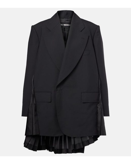 Junya Watanabe Black Pleated Wool Blazer Dress