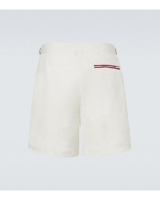 Brunello Cucinelli White Logo Swim Trunks for men