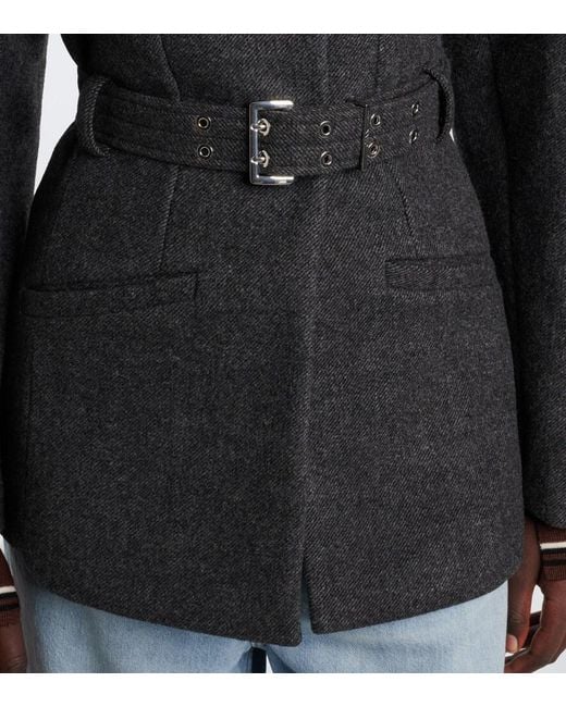 Ganni Black Belted Wool And Cashmere-Blend Blazer