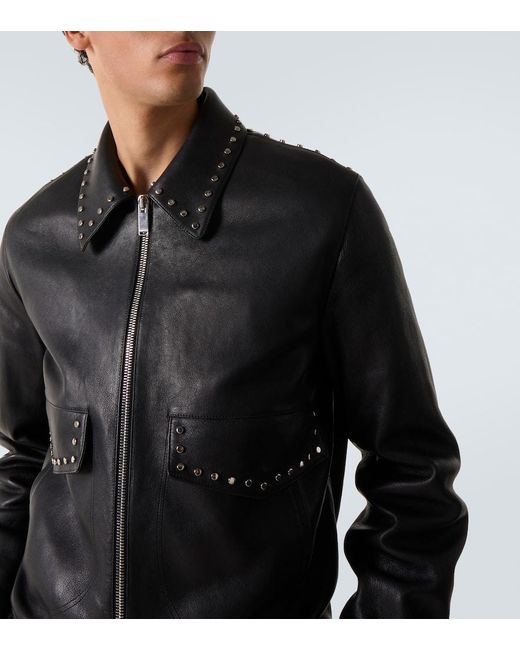 Alexander McQueen Verzierte Lederjacke in Black für Herren