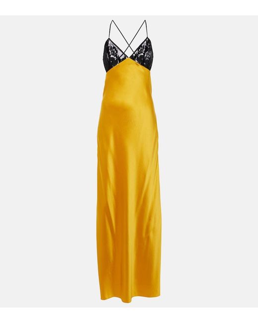 The Sei Metallic Lace-Trimmed Silk Satin Gown