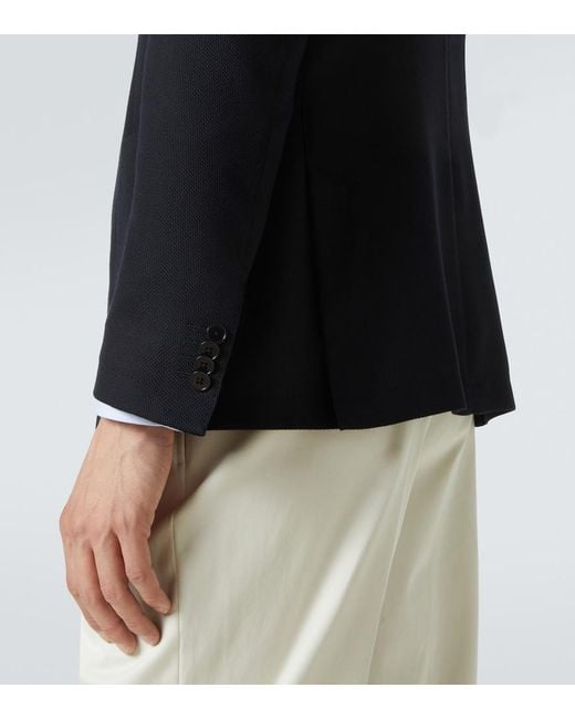 Zegna Blue Single-Breasted Wool Blazer for men