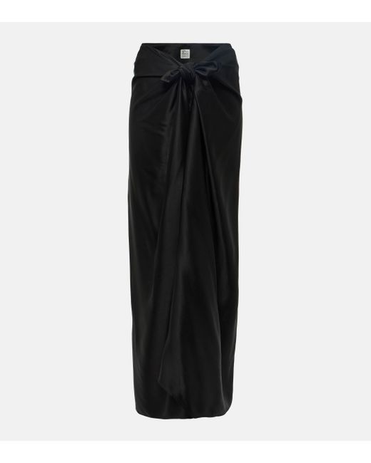 Totême  Black Knot-detail Satin Maxi Skirt