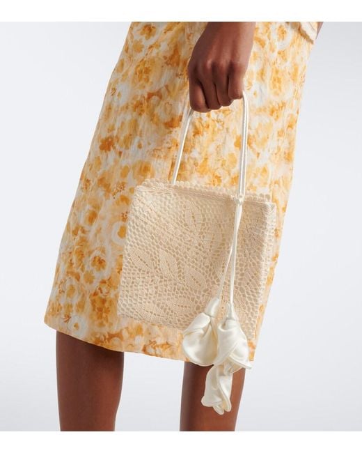 Magda Butrym White Julia Crochet Top-Handle Bag