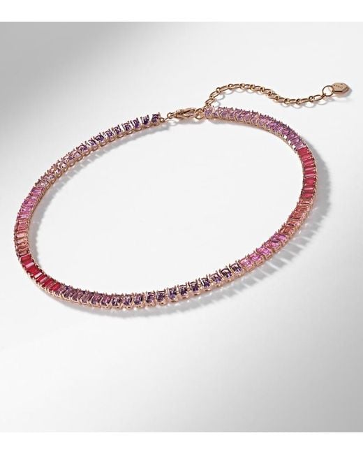 SHAY Pink Ombre Eternity 18Kt Rose Necklace With Sapphires