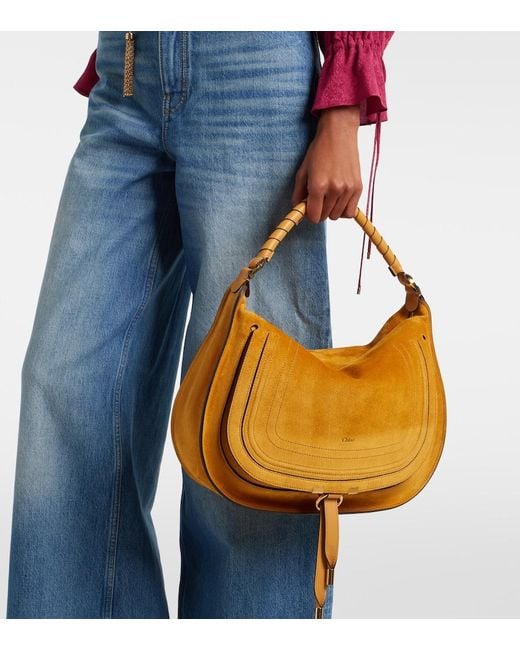 Chloé Brown Marcie Medium Suede Shoulder Bag