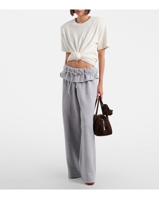 Magda Butrym Gray Ruffled Cotton-Blend Sweatpants