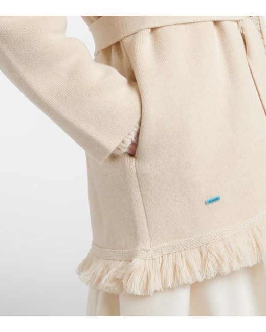 Alanui Natural Finest Fringed Cashmere And Cotton Cardigan
