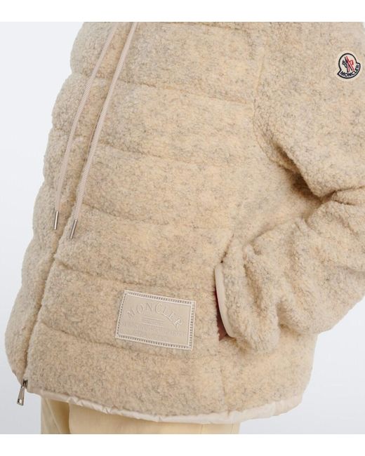 Moncler Natural Hooded Boucle Down Jacket