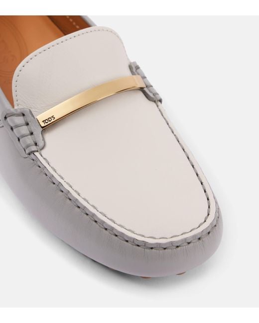 Tod's White Gommini Leather Driving Shoes