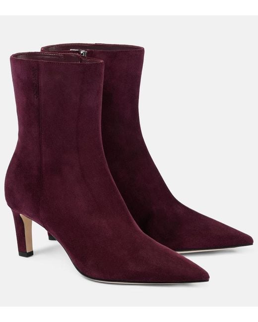 Jimmy Choo Purple Ankle Boots Alizze 65 Aus Veloursleder