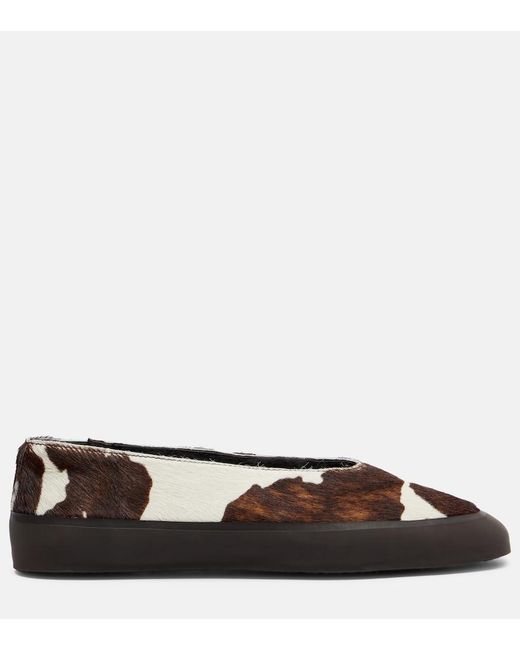 Le Monde Beryl Brown Apres Ski Printed Calf Hair Ballet Flats