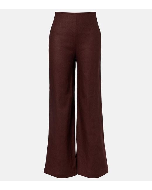 Faithfull The Brand Brown Syna Linen Wide-Leg Pants