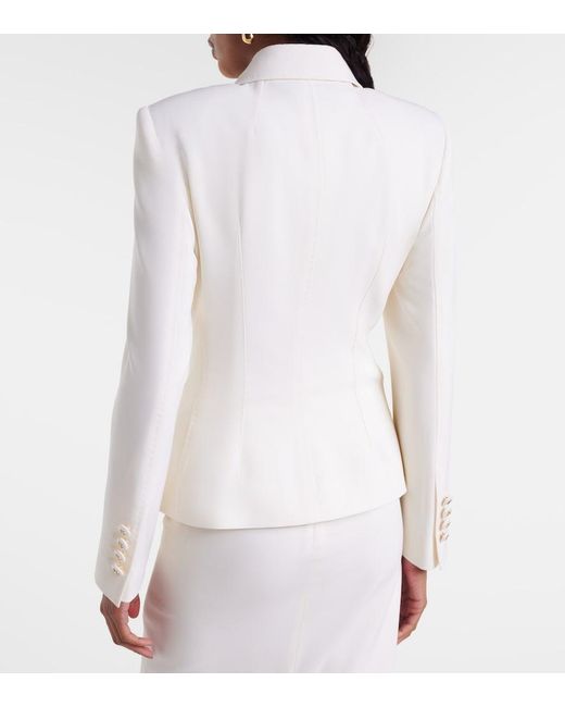 Dolce & Gabbana White Double-Breasted Wool-Blend Blazer